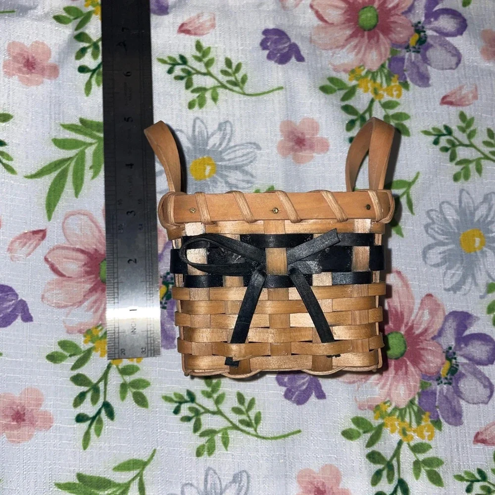Miniature Woven Wood Basket Farmhouse Tiered Tray Decor Longaberger Inspired